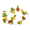 Gordon Companies 5.5 Feet x 6 inch Red and Yellow Maple Leaf with Mum Flower Thanksgiving Garland - Unlit -Bazaar stoe Belk 698
