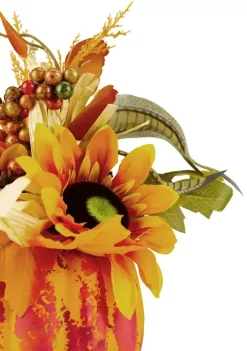 Gordon Companies 12 inch Autumn Harvest Orange and Yellow Floral Pumpkin Decoration -Bazaar stoe Belk 704