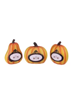 Gordon Companies Set of 3 Orange and Black Pumpkin Thanksgiving Tabletop Decors 5.5 inch