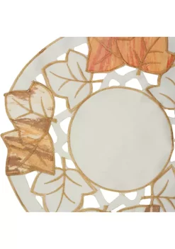 Gordon Companies 12 inch White and Beige Embroidered Fall Leaf Thanksgiving Doily -Bazaar stoe Belk 716