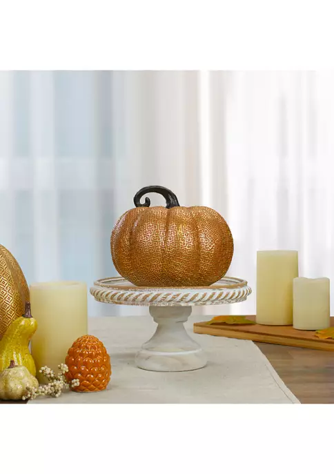Gordon Companies 7.5 inch Gold and Orange Textured Pumpkin Fall Decoration 4 Gordon Companies 7.5 inch Gold and Orange Textured Pumpkin Fall Decoration - Image 2