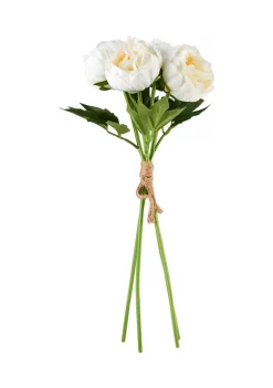 Bazaar Elements 18" White Peony Faux Florals - Set of 5