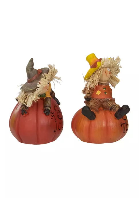 Gordon Companies Set of 2 Scarecrow on a Pumpkin Thanksgiving Table Figures 6 Gordon Companies Set of 2 Scarecrow on a Pumpkin Thanksgiving Table Figures - Image 4