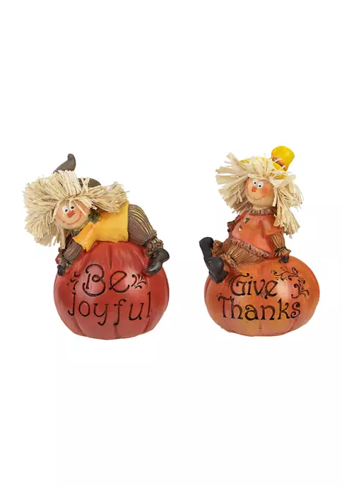 Gordon Companies Set of 2 Scarecrow on a Pumpkin Thanksgiving Table Figures 8 Gordon Companies Set of 2 Scarecrow on a Pumpkin Thanksgiving Table Figures - Image 6
