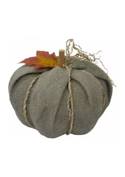 Gordon Companies 6.75 inch Green Burlap Autumn Harvest Table Top Pumpkin