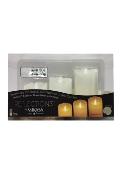 Bazaar White Realistic LED Wax Pillar Candles - Set of 3