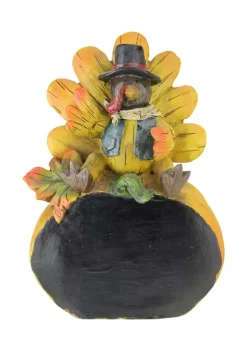 Gordon Companies 8.25 inch Autumn Harvest Thanksgiving Turkey Chalkboard Decorative Table Top Figurine