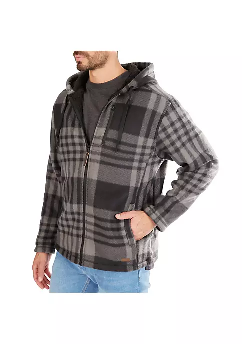 Smith's Workwear Butter-Sherpa Lined Plaid Polar Fleece Full Zip Hooded Jacket 4 Smith's Workwear Butter-Sherpa Lined Plaid Polar Fleece Full Zip Hooded Jacket - Image 2