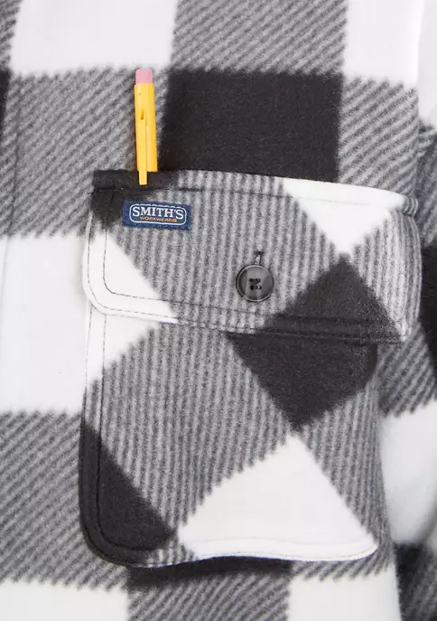 Smith's Workwear Sherpa-Lined Plaid Fleece Shirt Jacket 6 Smith's Workwear Sherpa-Lined Plaid Fleece Shirt Jacket - Image 4