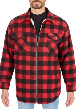 Smith's Workwear Zip-Front Sherpa-Lined Flannel Shirt Jacket -Bazaar stoe Belk 887