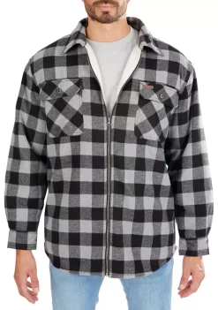 Smith's Workwear Zip-Front Sherpa-Lined Flannel Shirt Jacket -Bazaar stoe Belk 888