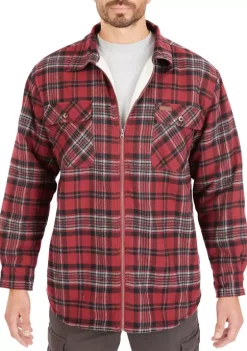 Smith's Workwear Zip-Front Sherpa-Lined Flannel Shirt Jacket -Bazaar stoe Belk 889