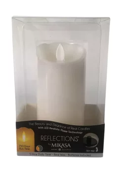 Bazaar 3 in x 6 in White Classic Realistic LED Wax Pillar Candle