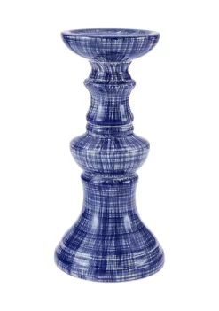 Bazaar Elements Ceramic Glossed Candle Holder, Navy